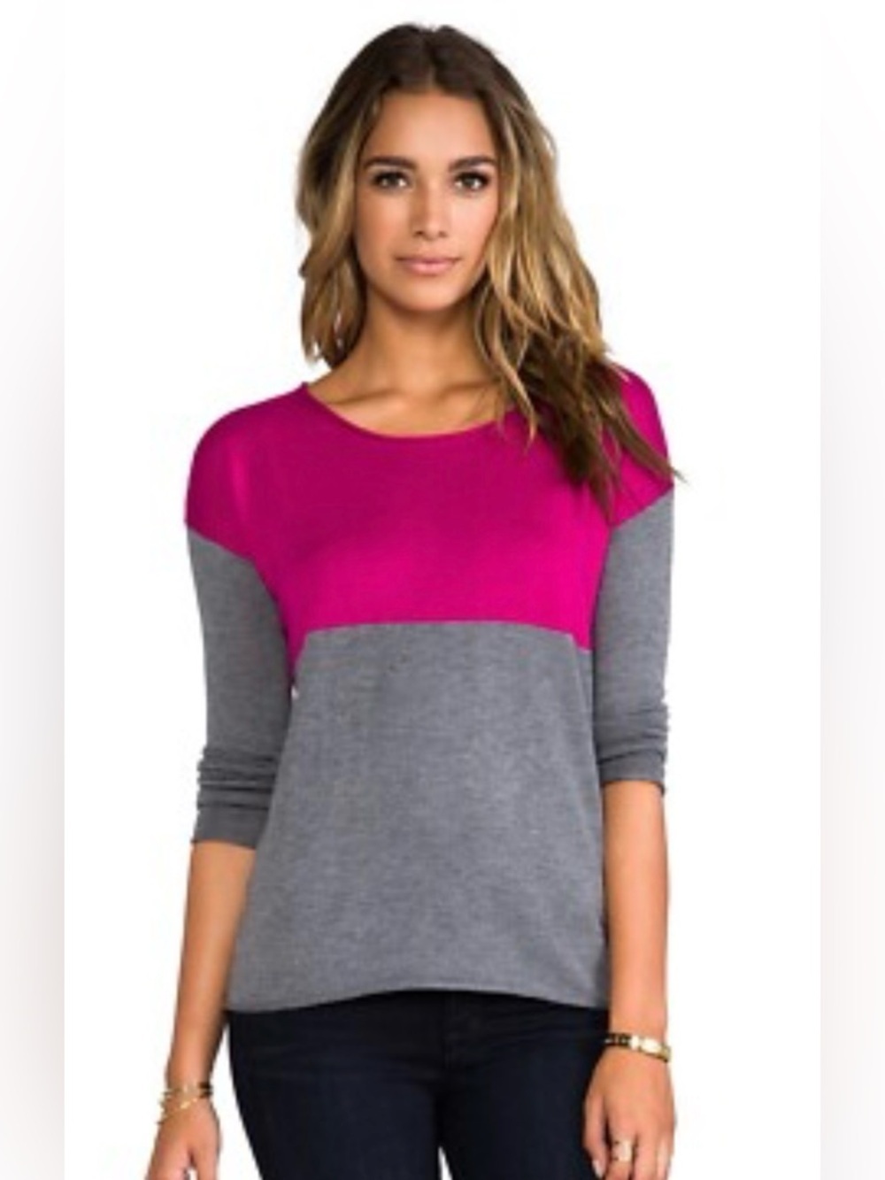 Splendid Colorblock Pink and Gray Lightweight Sweater Size Women’s Small. Chic